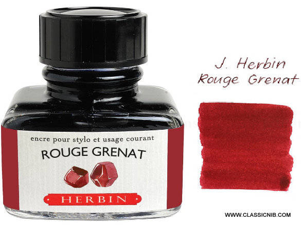 J. Herbin 30 ml Bottle Fountain Pen Ink, Rouge Grenat
